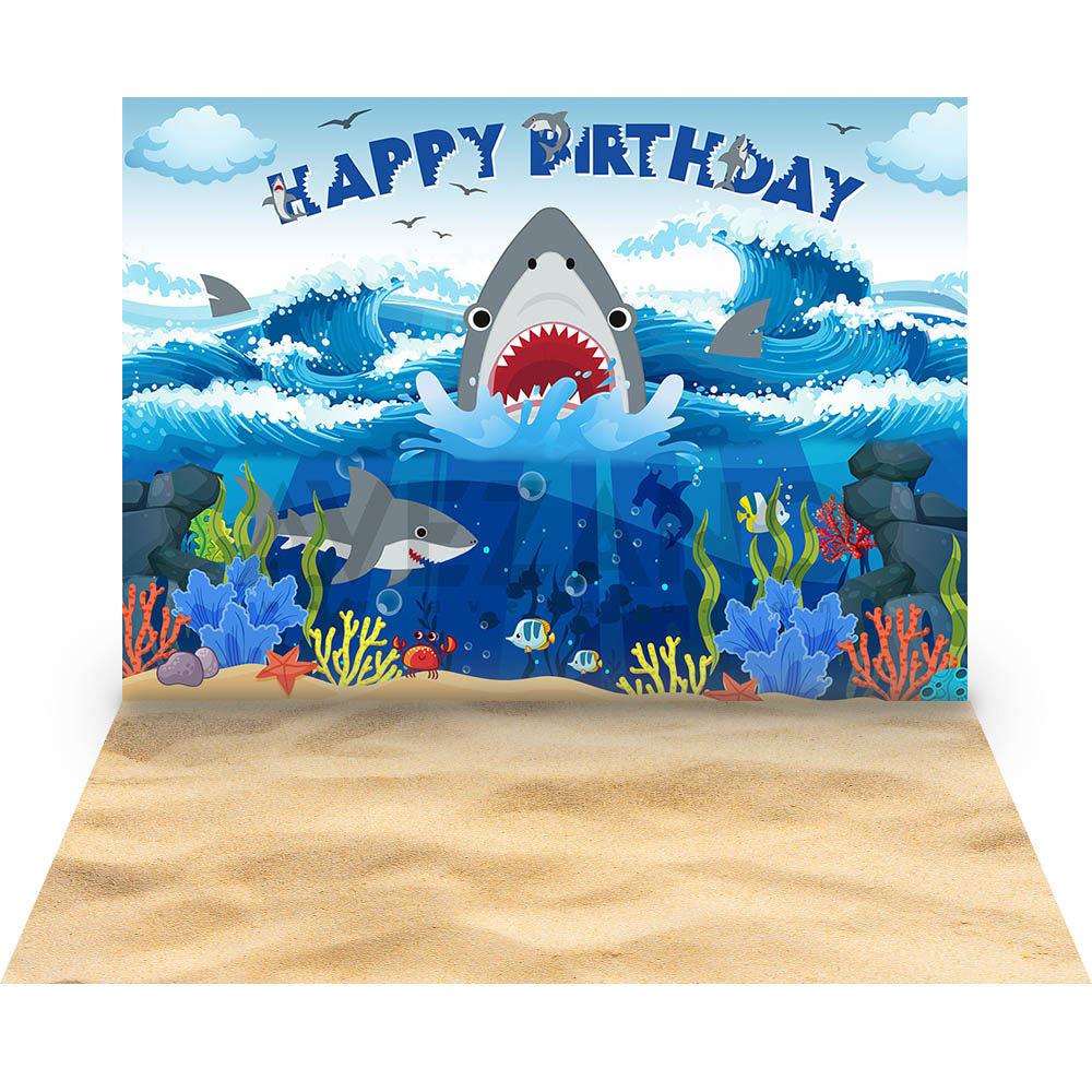Avezano Summer Marine Shark 2 pcs Set Backdrop-AVEZANO